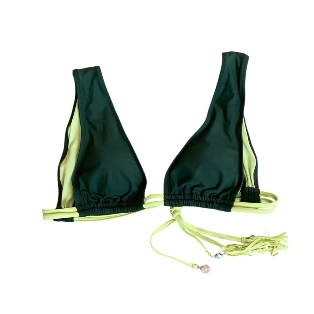 Aerie Real Bikini Triangle Top Green Size L